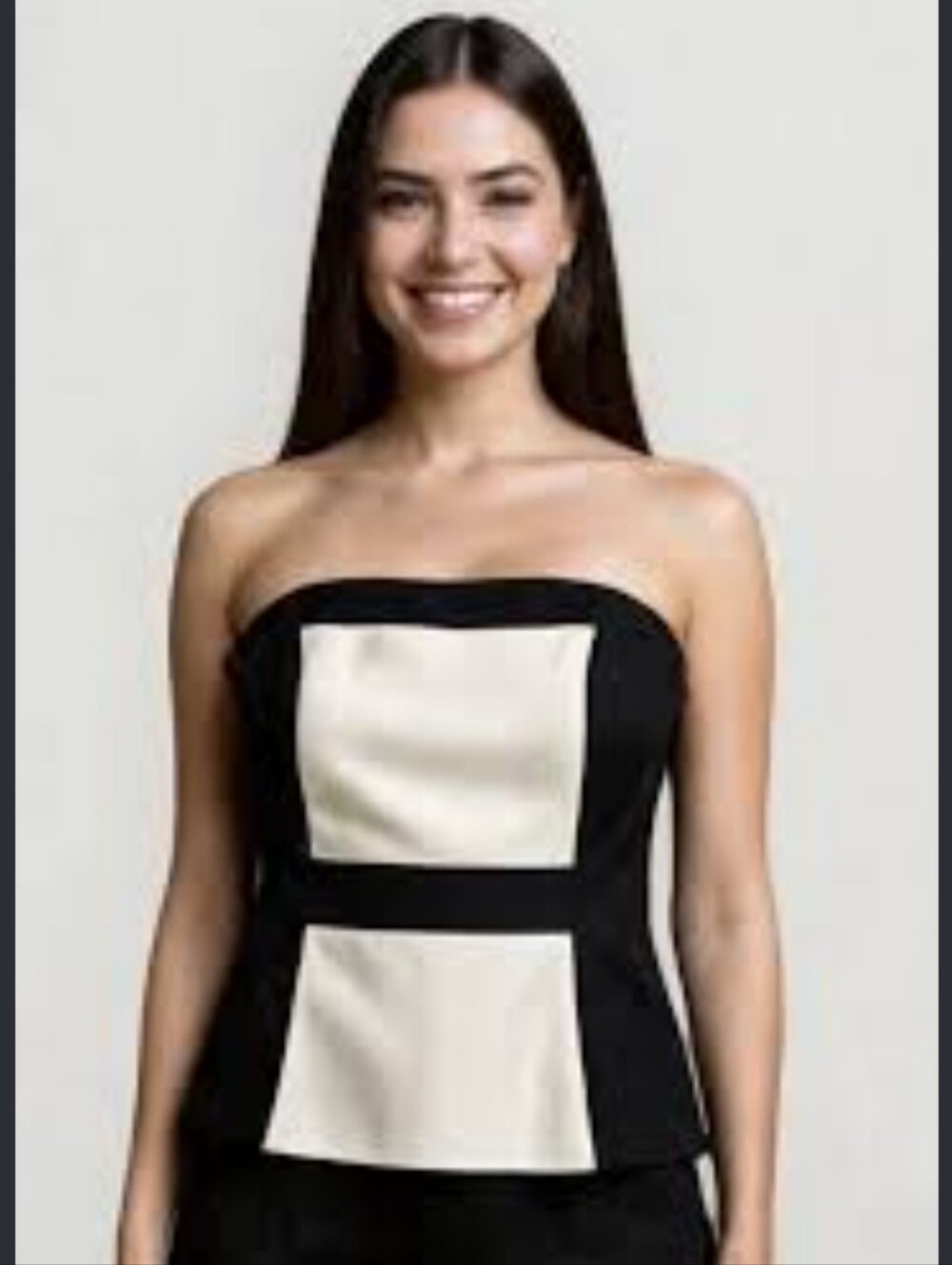 White House Black Market Colorblock Strapless Peplum Bustier Corset Top Sz 8